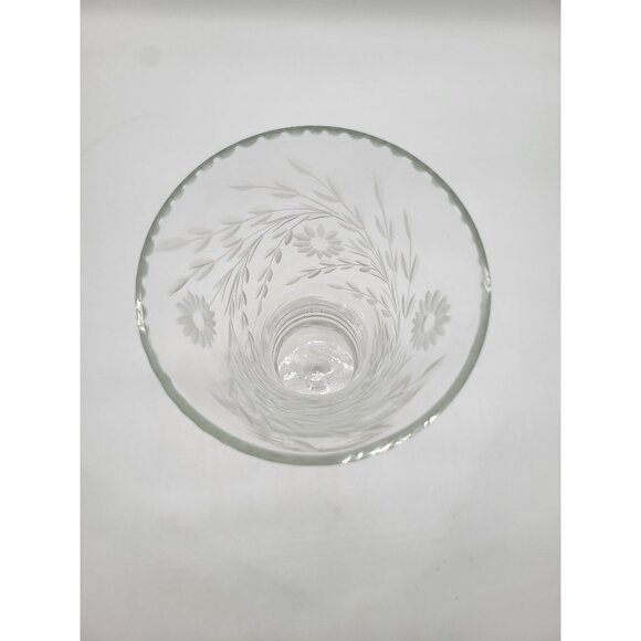 Clear Etched Glass Vase Floral Etched Art Deco Flare Vintage Flare Funnel - Picture 2 of 10